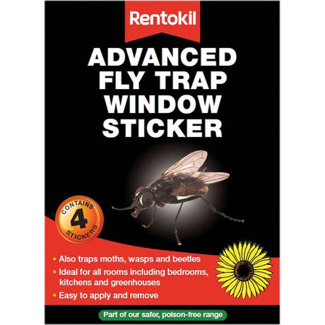 Close up of Rentokil FW35 Advanced Window Fly Trap sticker with yellow flower design