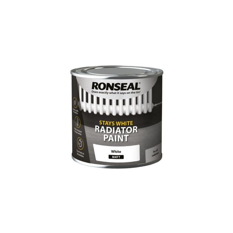 Ronseal Stay White Radiator Paint Matt 250ml tin