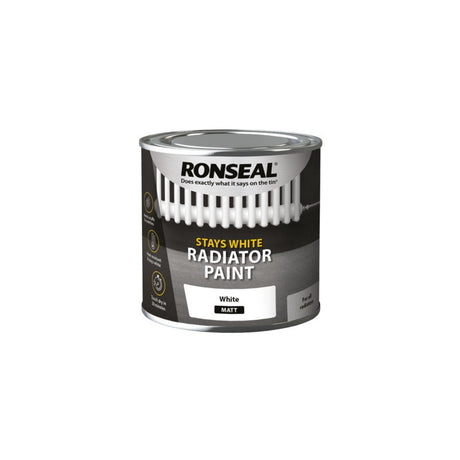 Ronseal Stay White Radiator Paint Matt 250ml tin