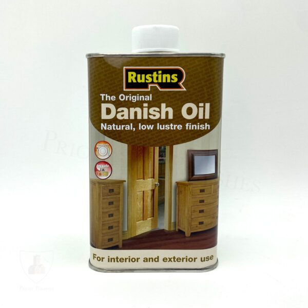 Rustins Danish Oil 500ml container on white background