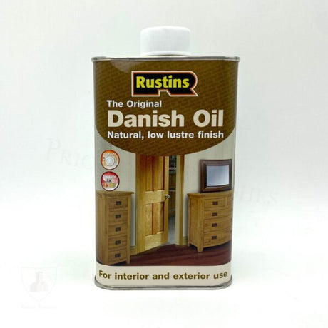 Rustins Danish Oil 500ml container on white background