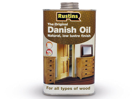 Rustins Original Danish Oil 500ml tin, clear penetrating wood finishing oil