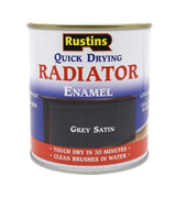 Rustins Quick Dry Radiator Paint Grey Satin 250ml tin front label