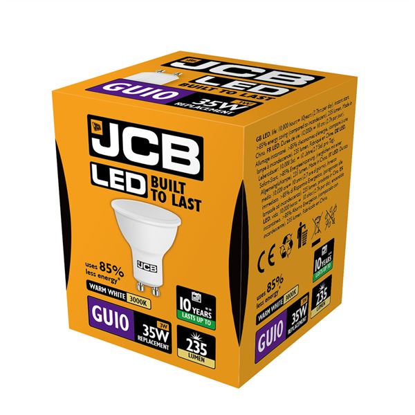 JCB GU10 LED bulb 3W 235lm warm white 3000K product photo