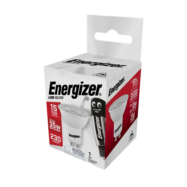 Energizer GU10 LED bulb 230 lumen 4000K cool white, GU10 twist-fit base