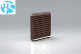 Brown louvred grille vent with round spigot fitted to a ducting outlet