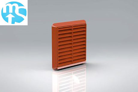 Terracotta louvred grille vent with round spigot fitted to a ducting outlet