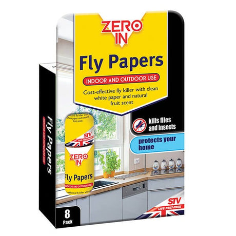 Zero In Fly Papers 8 Pack, alternate view of the flypaper 8 pack box