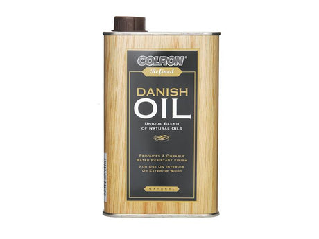 Ronseal Colron Refined Danish Oil Clear 500ml container label detail