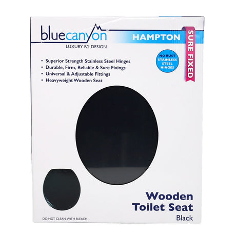 Blue Canyon Hampton black MDF toilet seat, alternate angle