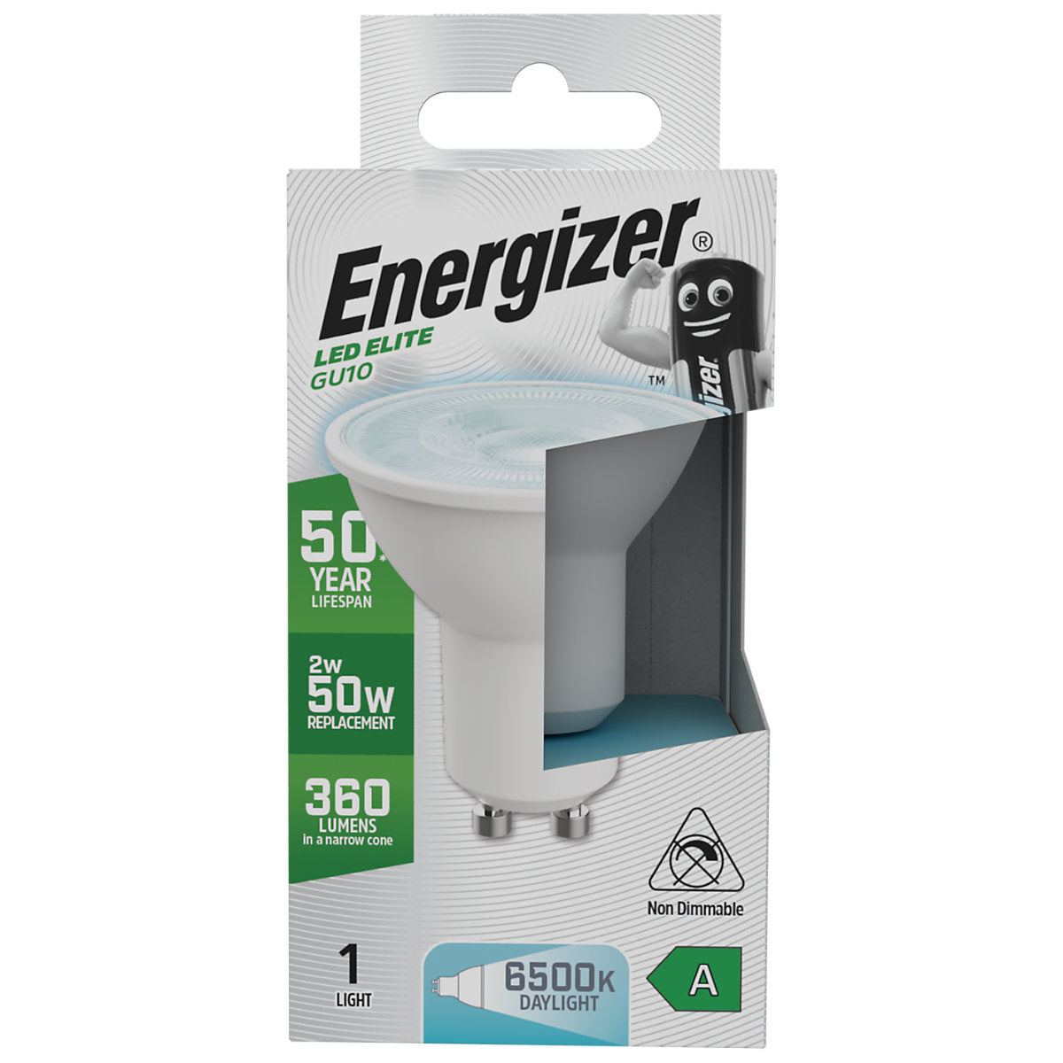 Energizer 2W GU10 6500K LED A rated daylight bulb