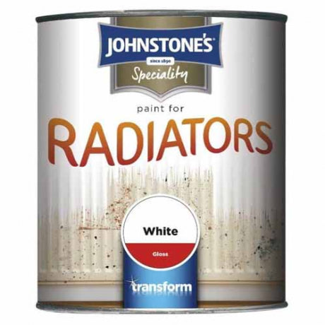 Johnstone's Radiator Gloss Paint 250ml Brilliant White tin label