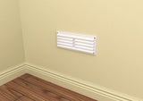 9x6 white louvre vent cover for a double brick course opening, front view
