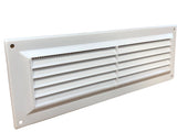 White plastic 9x3 louvre air vent with flyscreen, single brick course size