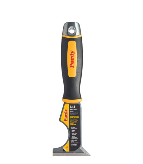 Purdy Premium 6-in-1 multi tool close up of the roller cleaner notch and spreader edge