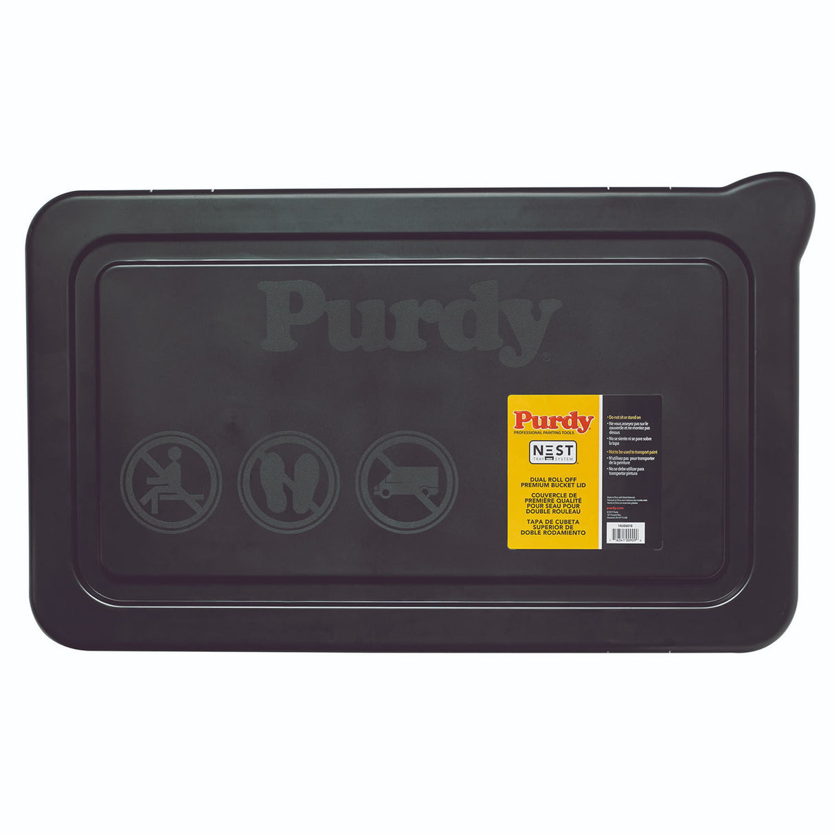 Purdy Dual Roll Off bucket lid shown from above on a white background
