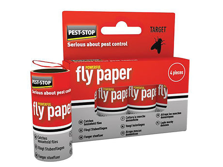 Pest-Stop Flypaper 4 pack box, sticky fly trap for household use