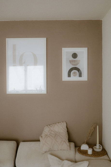 Serene beige living room decorated in a warm neutral tone like Dulux Easycare Matt Egyptian Cotton