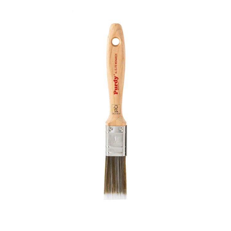 Purdy Monarch XL Elite 1 inch synthetic paint brush with beavertail hardwood handle and stainless steel ferrule