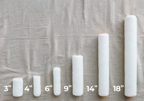 Comparison of Purdy roller sizes including jumbo mini rollers