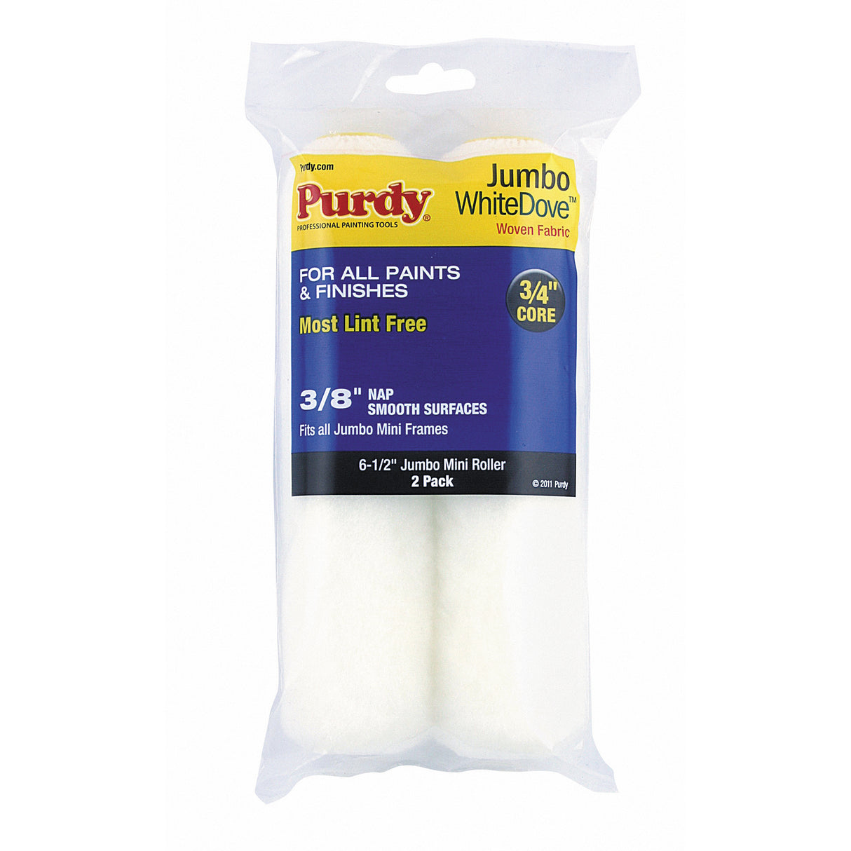 Purdy White Dove Jumbo mini roller sleeve 6.5 inch pack of 2 in retail packaging