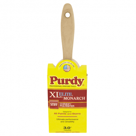 Purdy Monarch XL Elite 3 inch synthetic paint brush with beavertail hardwood handle and stainless steel ferrule
