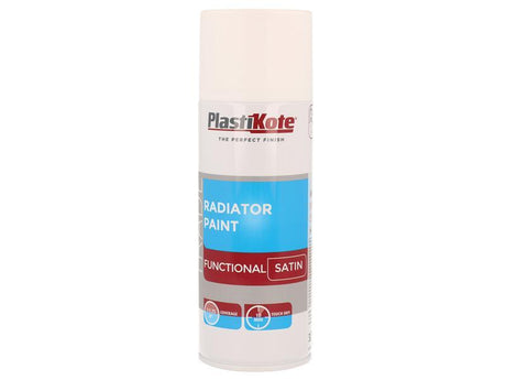 PlastiKote Trade Radiator Spray Paint Satin White 400ml aerosol