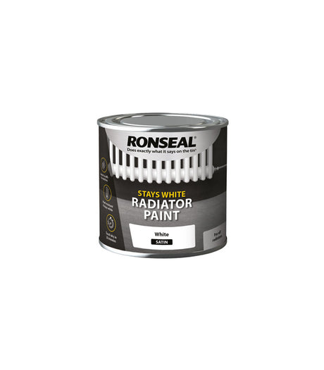 Ronseal One Coat Stays White Radiator Paint Satin 250ml can