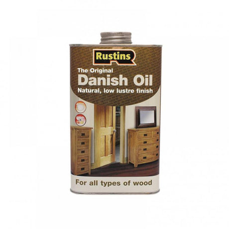 Rustins Danish Oil 250ml container front label showing product name and size