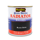 Rustins Quick Dry Radiator Paint Black Satin 250ml tin