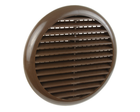 Brown round louvre vent cover shown with fixing screws for installation