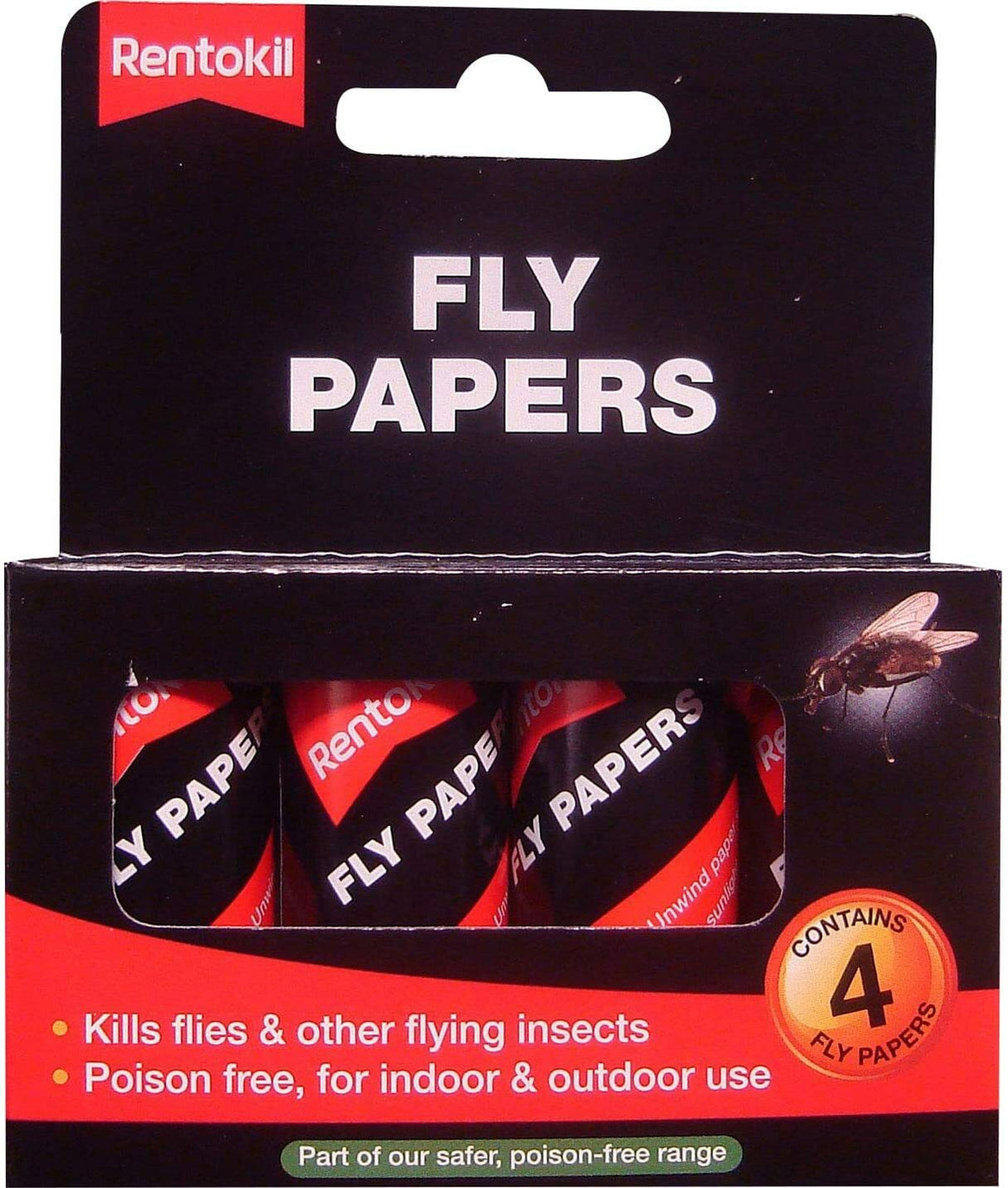 Rentokil Fly Papers pack of 4 flypapers, insecticide free sticky fly traps
