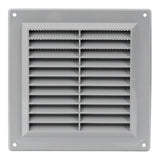 Grey 150mm flat louvre air vent grille used as an external ducting cover on a kitchen or bathroom extractor run