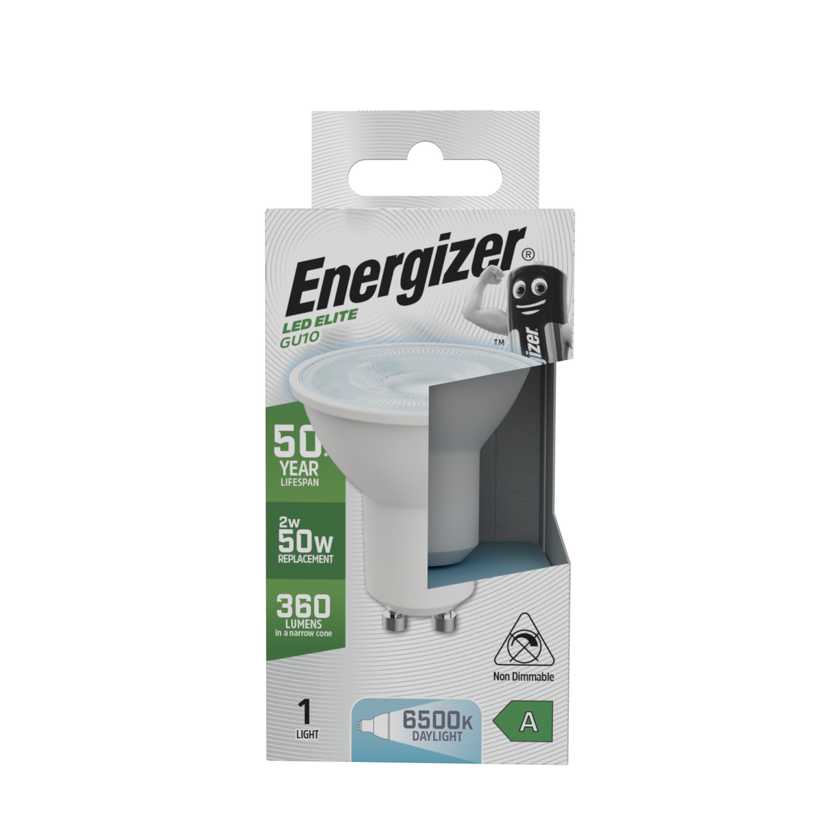 Energizer LED GU10 daylight bulb, front view