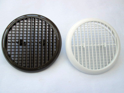 White round louvre air vent duct cover with flyscreen for pipe and tube openings
