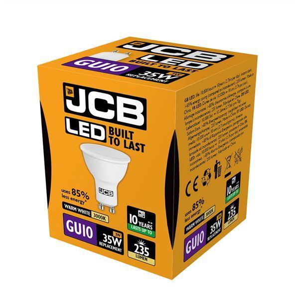 JCB GU10 LED bulb 3W 235lm warm white 3000K close-up