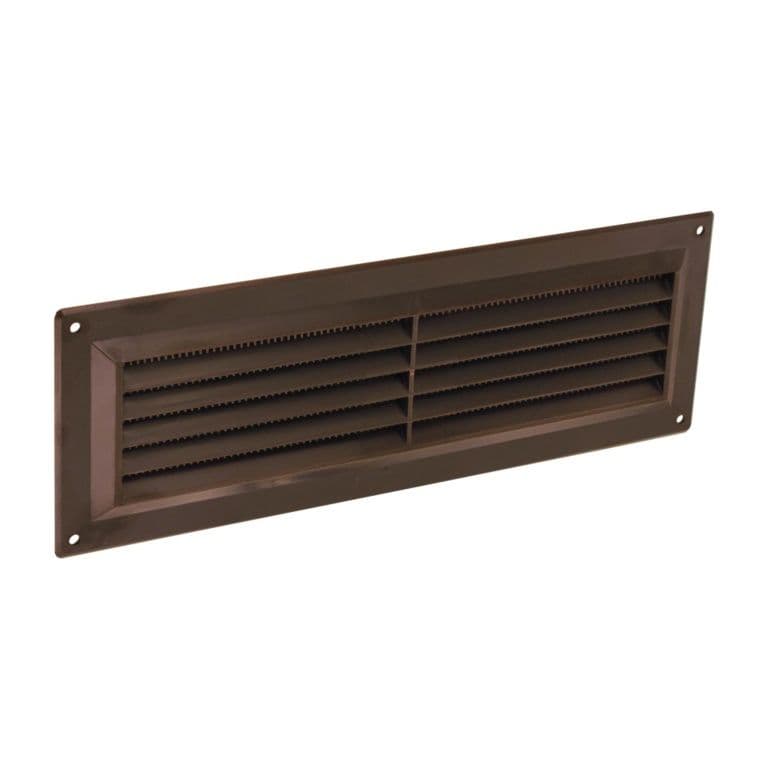 Securit brown plastic louvre vent 9 x 3 inch with fixed flyscreen, product photo