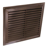 Brown 9 x 9 inch plastic louvre vent with fixed flyscreen, additional retailer product photo