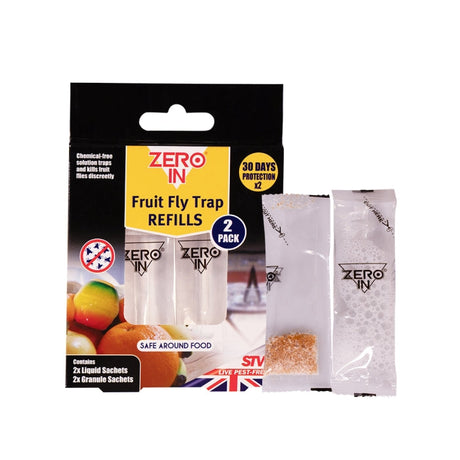 Zero In Fruit Fly Trap Refill Twin Pack retail packaging front
