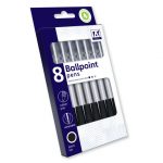 Ig Design Retractable Ballpoint Pens - Black Pack 8 - AALB/1