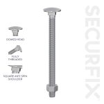 Securfix Carriage Bolts With Hex Nuts - M10 x 3 15/16"-M10 x 100mm | Pack of 100 - T10866C