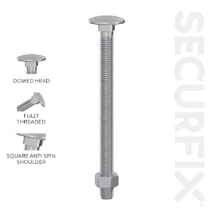 Securfix Carriage Bolts With Hex Nuts - M12 x 5 1/18"-M12 x 130mm Pack of 50 - T10873C