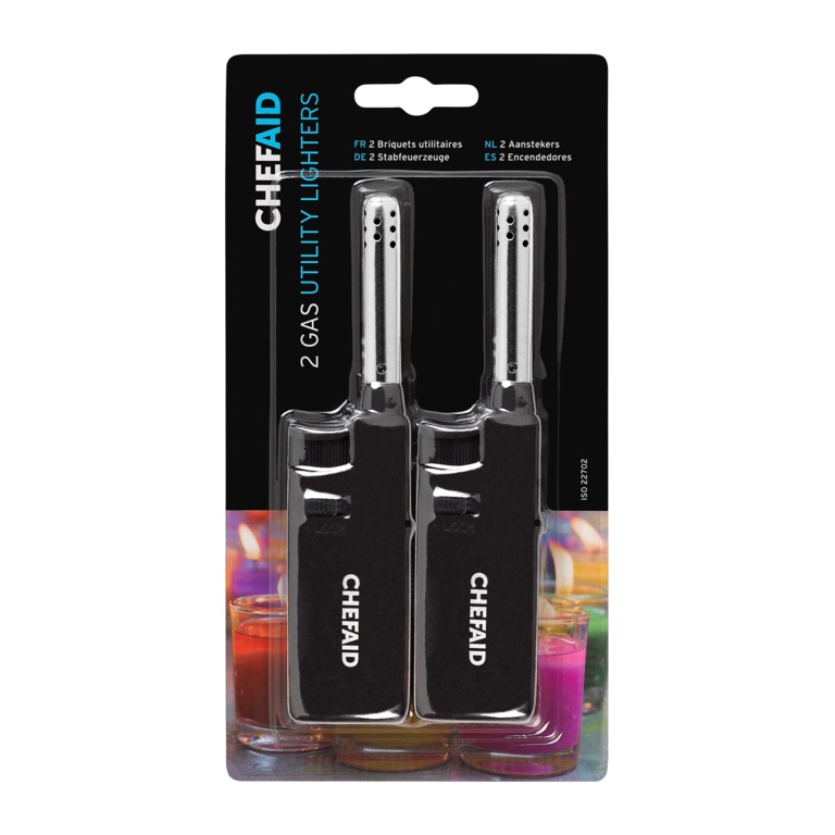 Chef Aid Coloured Refillable Lighters - Small, Pack of 2 - 10E20102