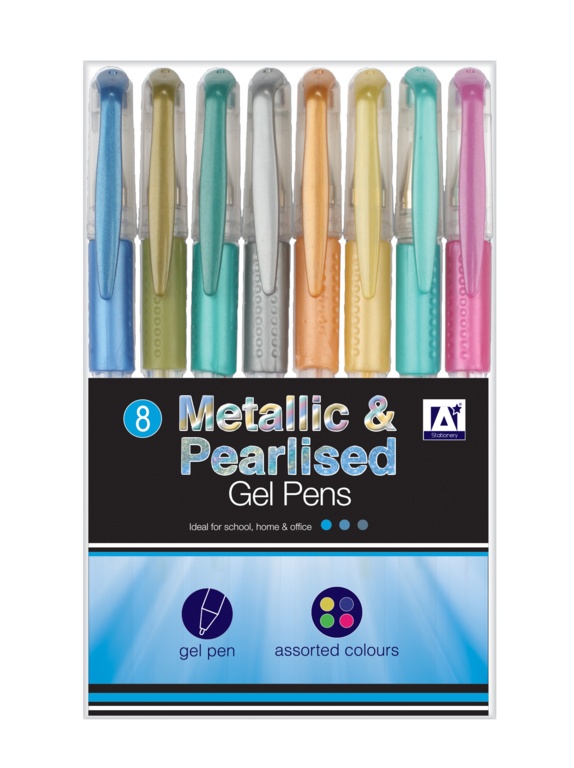 A Star Metallic & Pearlised Gel Pens - Pack 8 - MGU/7