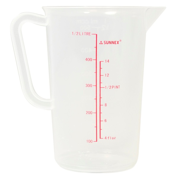 Sunnex Polypropylene Clear Measuring Jug - 0.5L - 86021