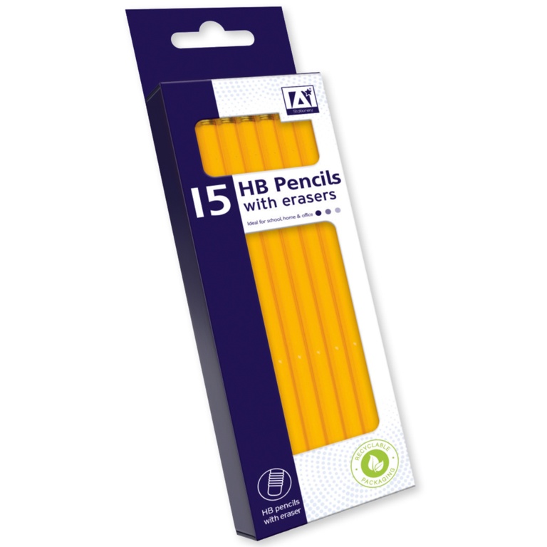 Anker Stat HB Pencils With Erasers - Box 15 - BYV/8