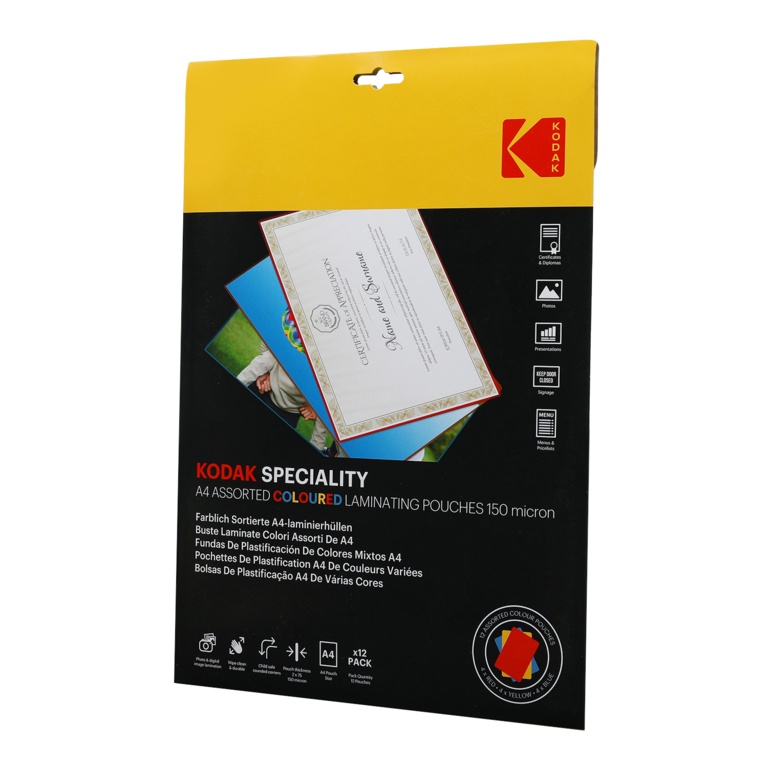 Kodak A4 Laminating Pouches 150mcn - Pack 12 - KD-LMA4CLR-PK12C