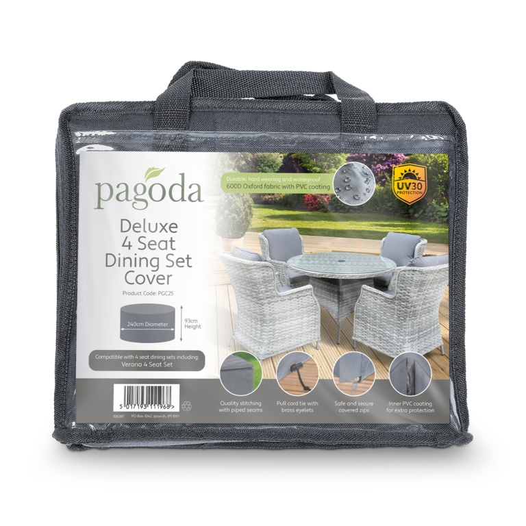 Pagoda Deluxe 4 Seat Dining Set Cover - 240 x 93cm - PGC25
