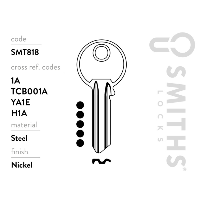 Smiths Locks Yale 5 Pin Cylinder Key Blanks - Pack 10 - SMT818