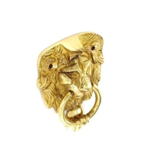 Securit Brass lion head knocker face fix - 100mm, Pack of 5 - only available by special order - S2272